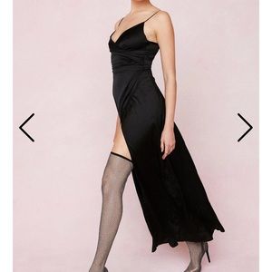 Nasty gal Satin V Neck Wrap Maxi Dress